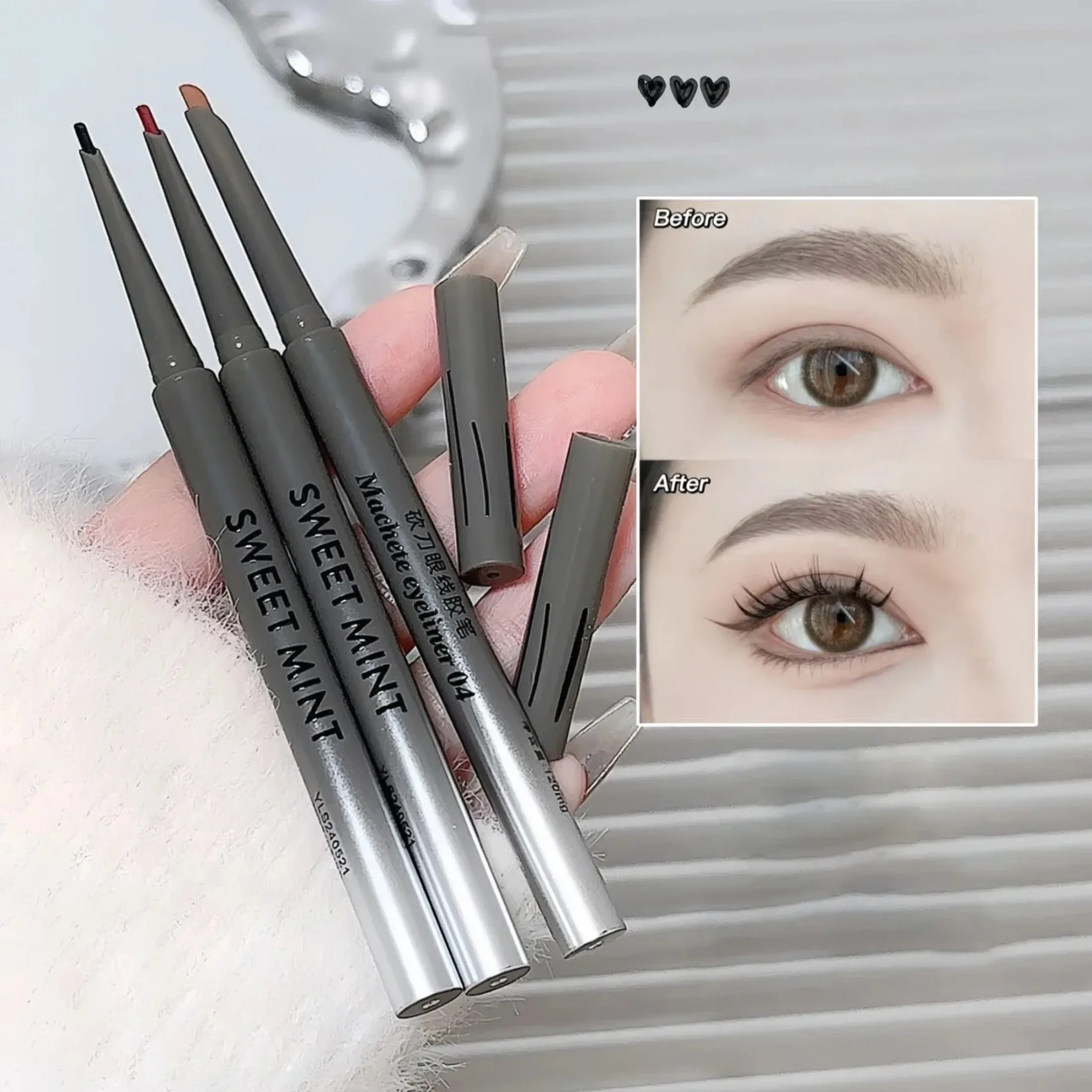 Slim Lying Silkworm Eyeliner Gel Pen Waterproof Non-smudging Eye Liner Pencil Lasting Black Brown Easy Wearing Eyeliner Gel Pen