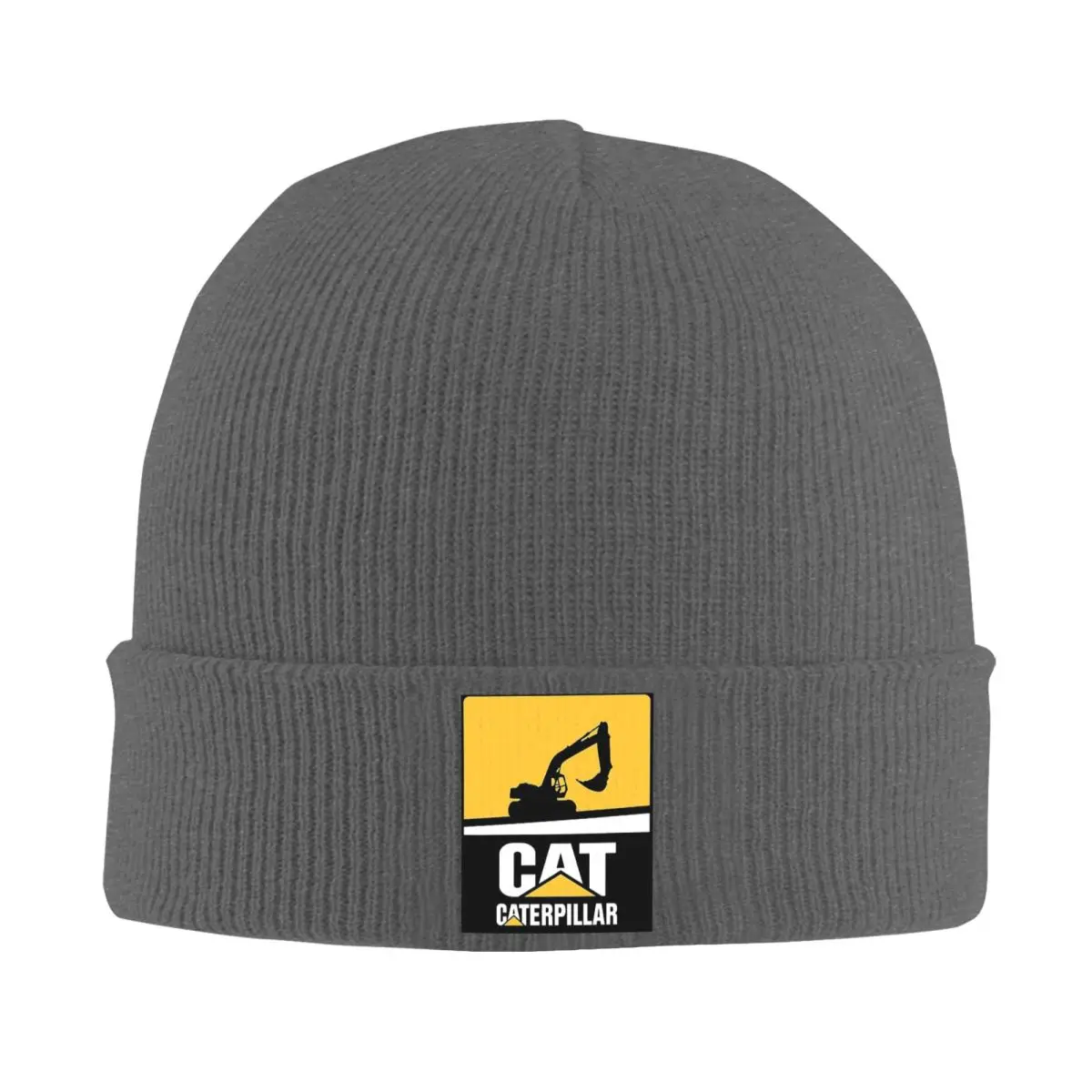 Cat-caterpillar Logo Warm Knitted Cap Fashion Bonnet Hat Autumn Winter Outdoor Beanies Hats for Unisex Adult