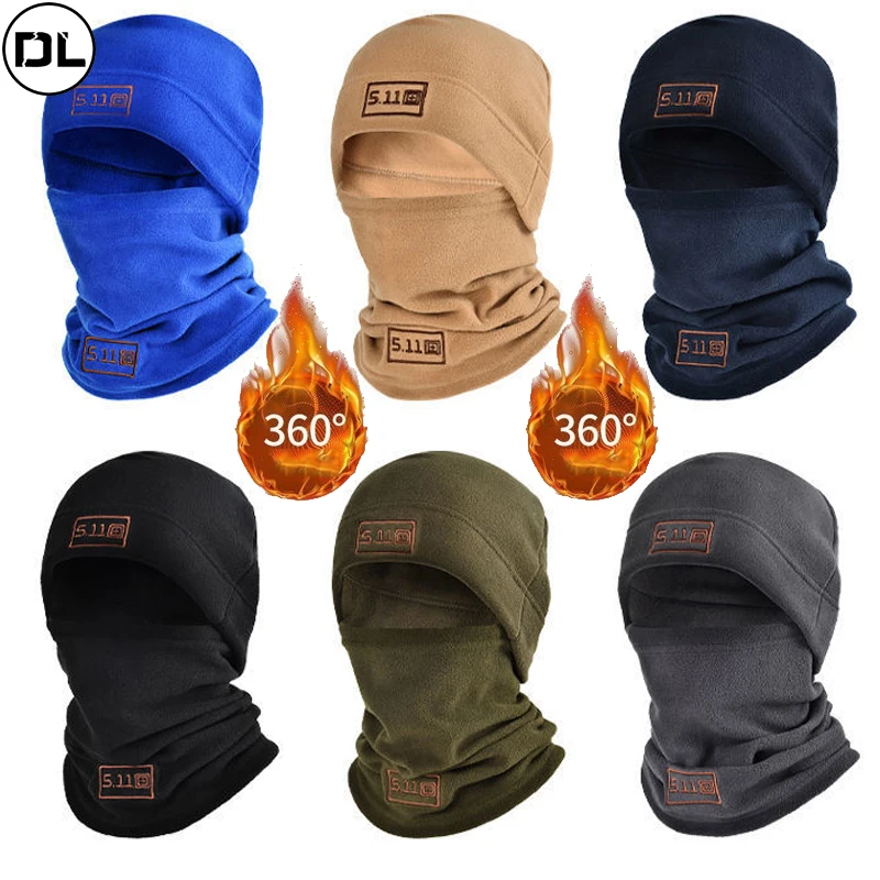 Winter Fleece Hat and Scarf Set Thermal Head Cover Tactical Warm Balaclava Face Mask Neck Warmer Sport Cycling Ski Scarf Hat