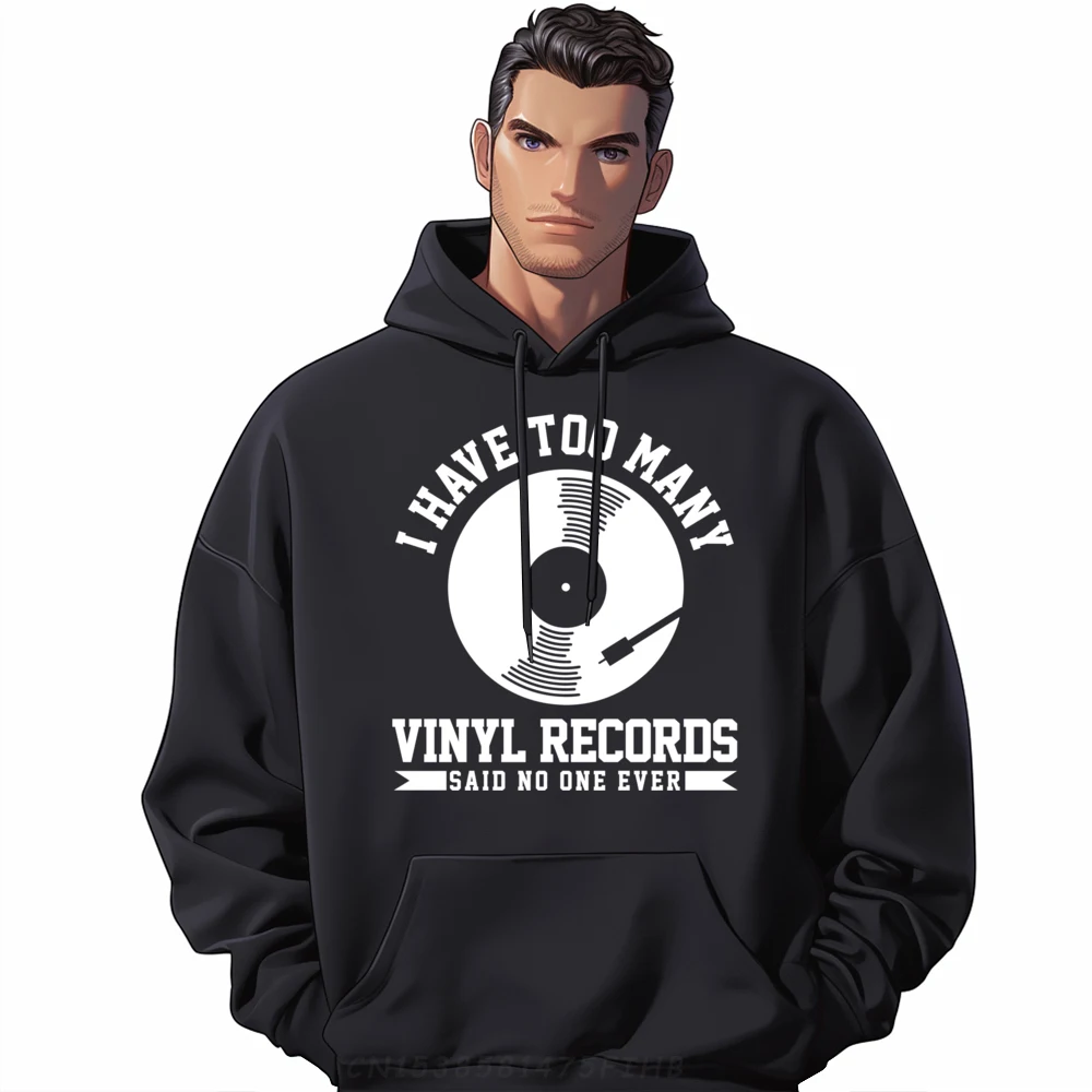 Vinyl Record DJ Retro Vintage Music Funny Quote Black Hoodies Streetwear Print Men Christmas Sweater Long Sleeve