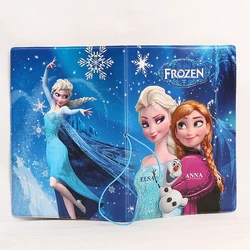 Tampa do passaporte das pessoas Disney, acessórios de viagem, anime, elsa, anna, titular do cartão, anti-lost pu leather case