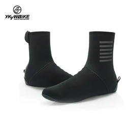 YKYWBIKE  Deep Winter Waterproof Cycling Shoes Cover Reflective Thermal Elastic Rainproof Thicker Shoe Cover Bike Overshoes