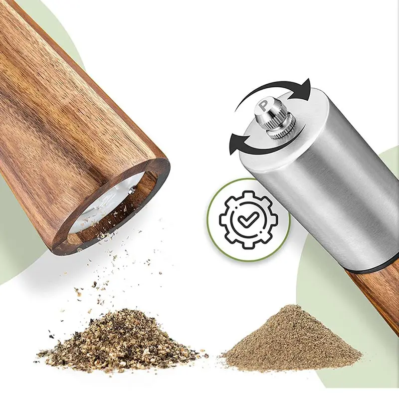 Wooden Salt and Pepper Grinders,Manual Salt Shaker Mills Set,Sea Salt Pepper Mills for Seasoning,Dining Meal Prep Cooking Tool