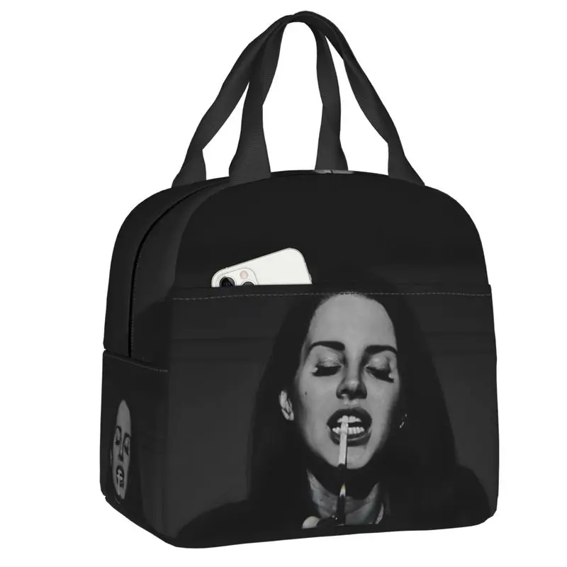 

Custom L-Lanas D-Dels R-Reys Rap Rock Punk Thermal Insulated Lunch Bags Women Hip Hop Resuable Lunch Tote for Camping Travel Box