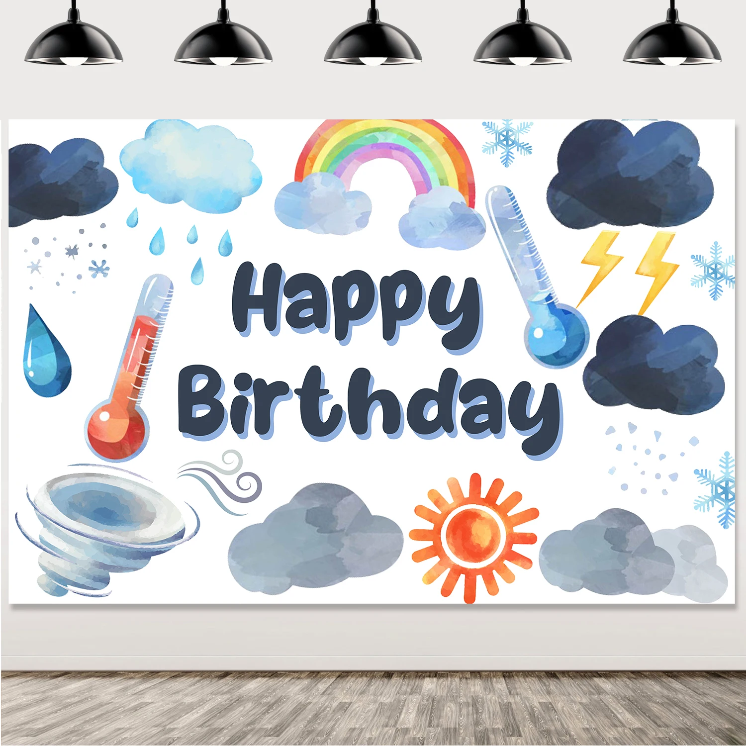 Tornado Party Decor Happy Birthday Backdrop A Lovely Tornado Pattern Cloud Rainbow Patterns for Kids Birthday Party Supplies