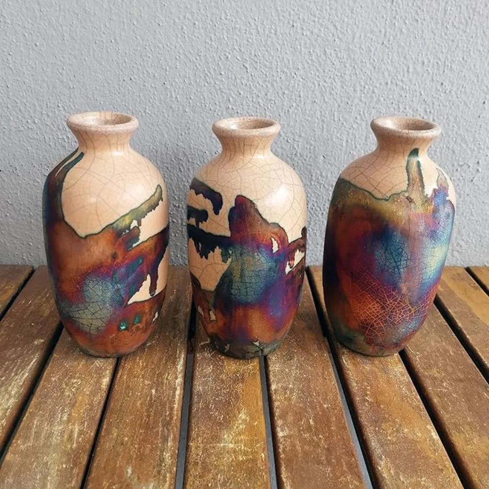 3 Pack 7 inch Handmade Ceramic Vase - Pottery Gifts for Her, Boho, Gift Box, Gift for Mom, Bridesmaid Wedding Gift, Home Décor