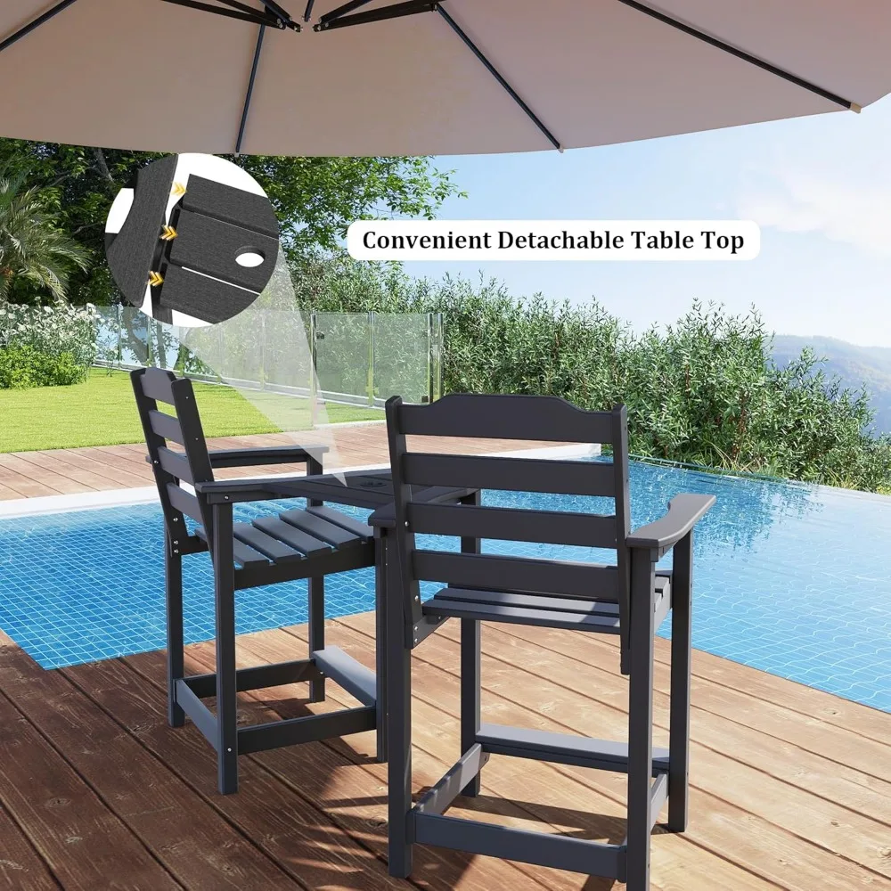 كرسي خارجي بارتفاع عداد HDPE مقاس 24 بوصة من OTSUN، مقاعد بار Adirondack مقاومة لجميع الأحوال الجوية للشرفة والمطبخ والشرفة (1 قطعة، Bl #4