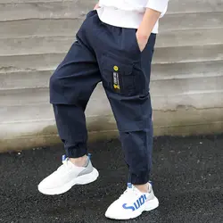 Boys Pants Spring Autumn Teenage Kids Trousers Baby Casual Pants Children Sports Pants Elastic Waist Long Pants 4 6 8 10 12 14Y