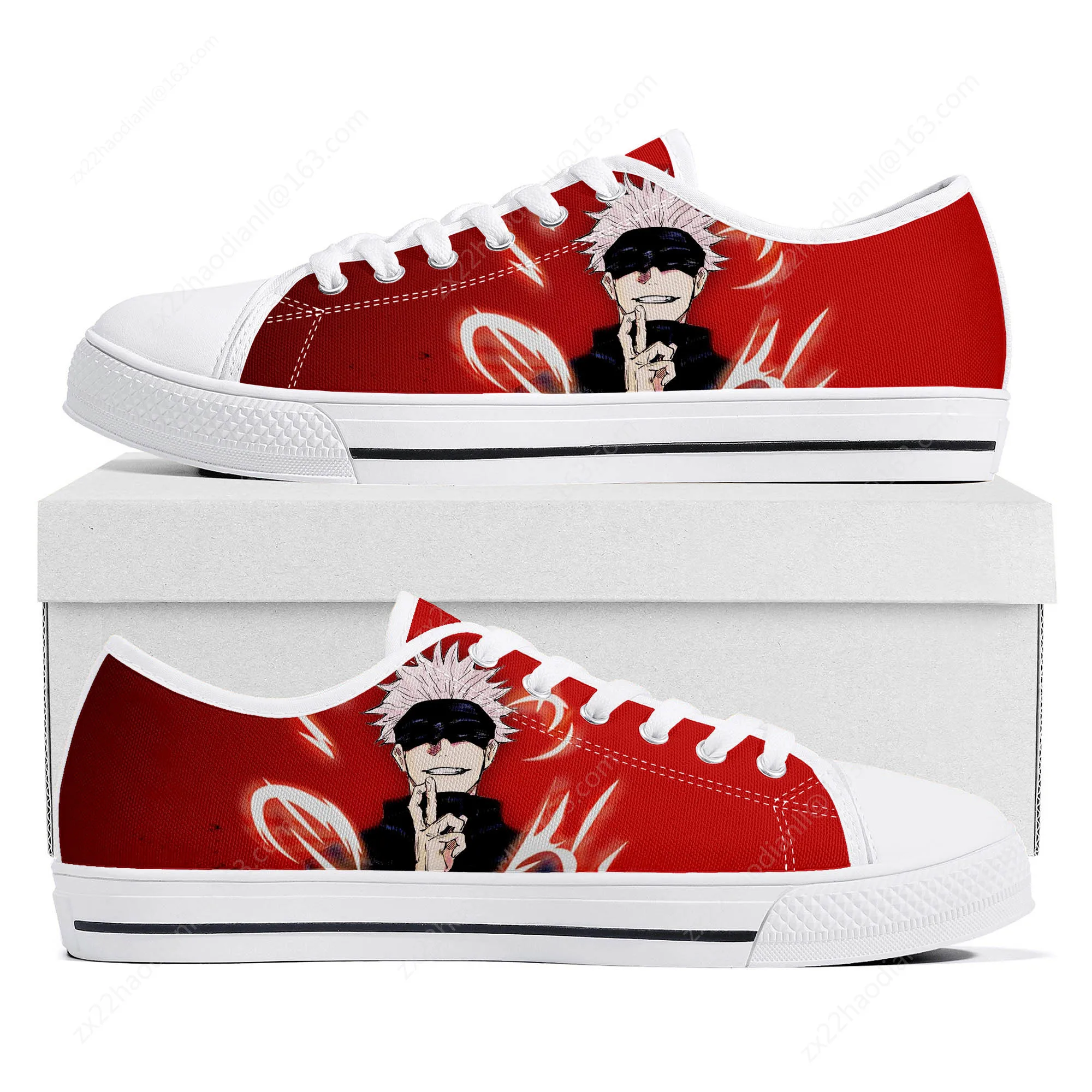 Satoru Gojo Jujutsu Kaisen Low Top Sneakers High Quality Mens Womens Teenager Canvas Sneaker Couple Casual Shoes Custom Shoe