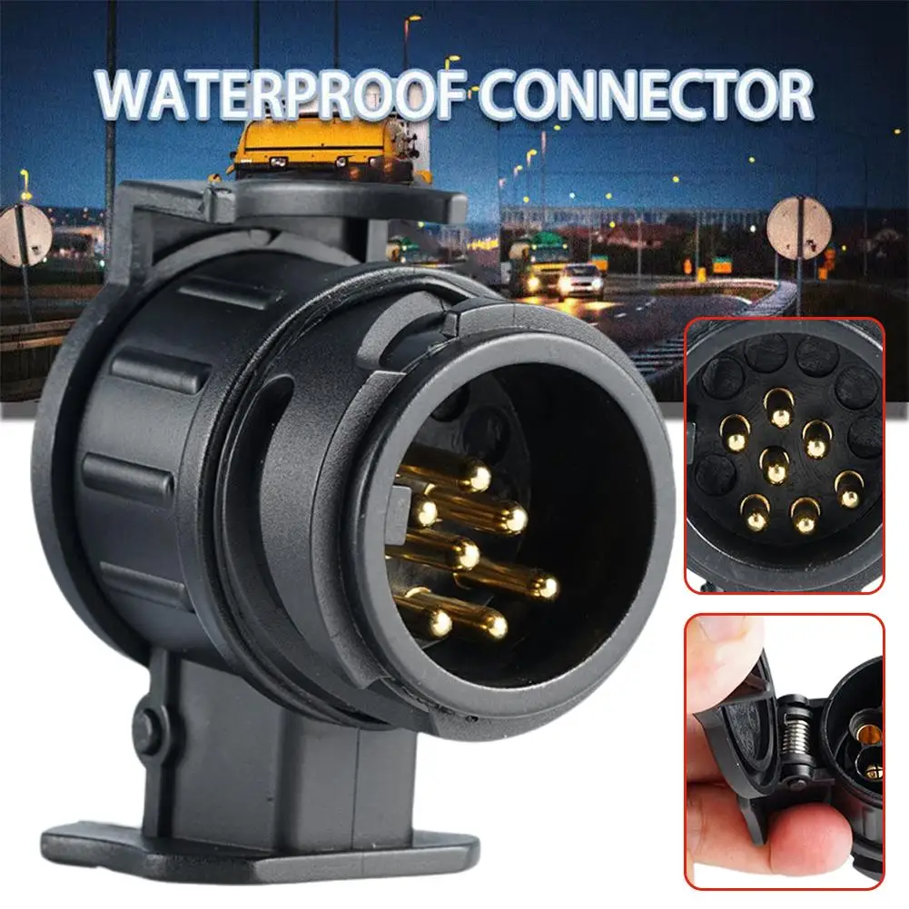 Adaptador de enchufe de 13 pines a 7 pines, Conector de remolque, enchufes de barra de remolque, convertidor de remolque estándar europeo,