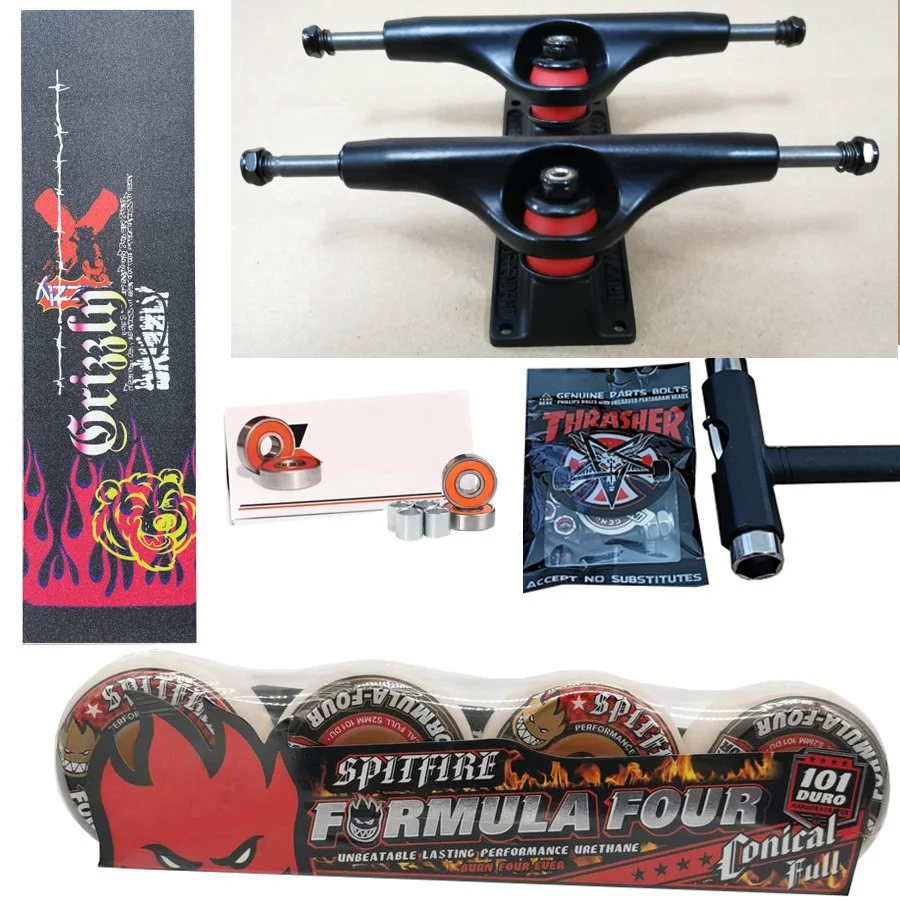 spitfire wheel forged 149 THUNDER skateboard trucks for 8.5inch decks, pro chrome steel bearings grip tape skateboards