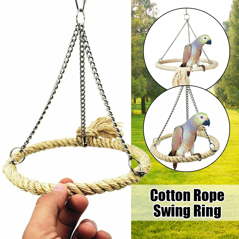 

Bird Swing Stand Parrots Wood Perch Stand Ladder Swing Climbing Ladder Ring with Cotton Rope for Small Animals Pet Birds