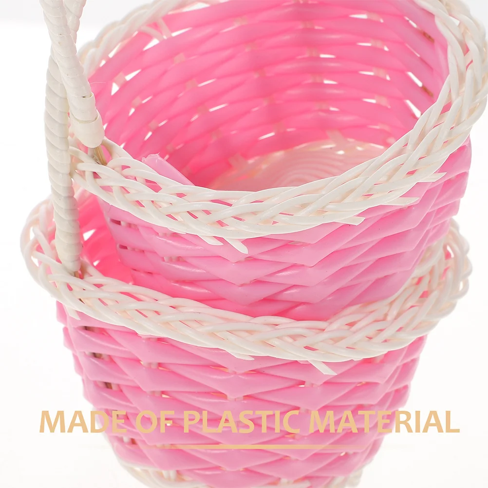 10 Pcs Rattan Shopping Basket Woven Miniature Kids Picnic Baskets Party Favor Plastic Small