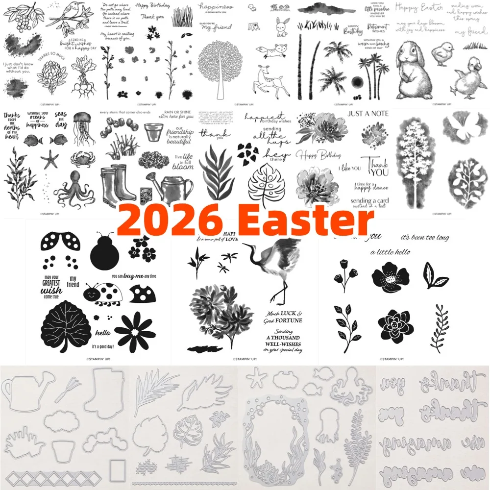 

2026 Easter flowers and plants Metal Cut dies and Stamps for DIY Scrapbooking Photo Album Embossing Decorative Paper Cards