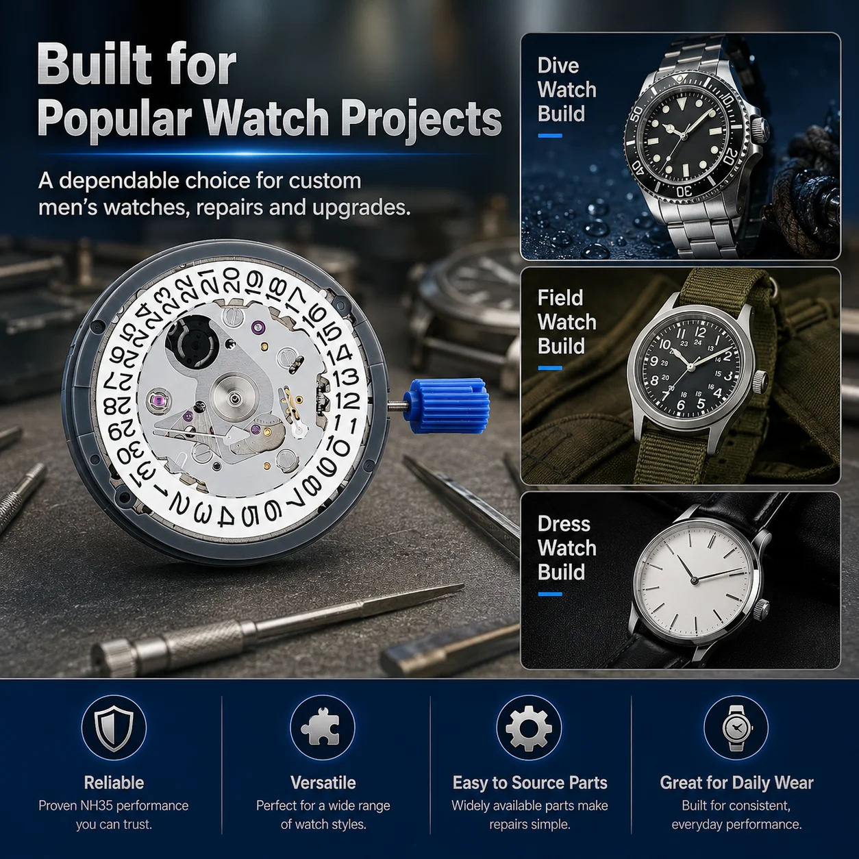 Mouvement de montre automatique japonais d'origine NH35 NH35A pour homme, avec affichage jour et date, haute précision, kit de remplacement