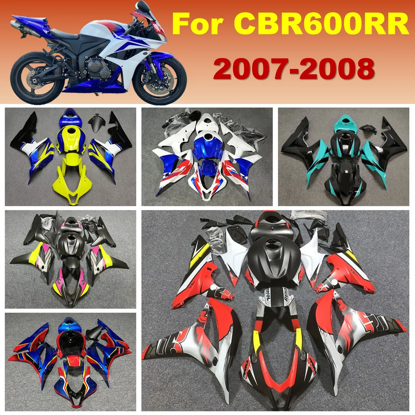 Injection Molded ABS Plastic Cowl set For CBR600RR 2007 2008 CBR 600 RR CBR600 Motorcycle Fairing kit | Painted For Red Bull