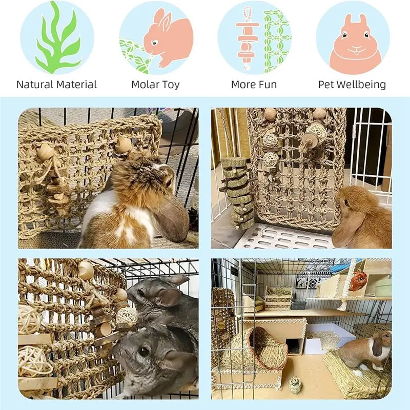 NEW HOT In Stock-For Bunny Internal Protective Grass Bite String Teeth Grinding Seagrass Protector Mat With