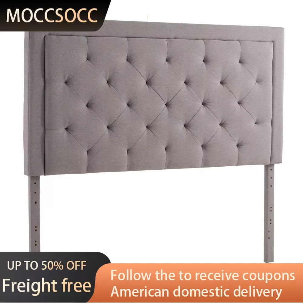 Medford Rectangle Upholstered Headboard With Diamond Tufting Headboards Full Beds & Furniture Gray Freight Free Bedroom Home