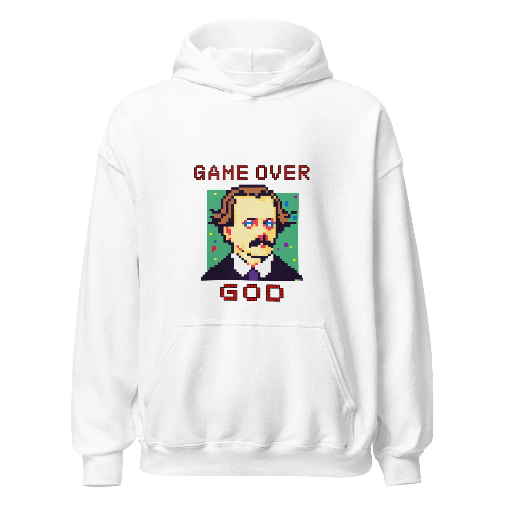 مضحك هوديي لعبة على بكسل طباعة Nietzsche Meme المتضخم البلوز الشارع الشهير الرجال