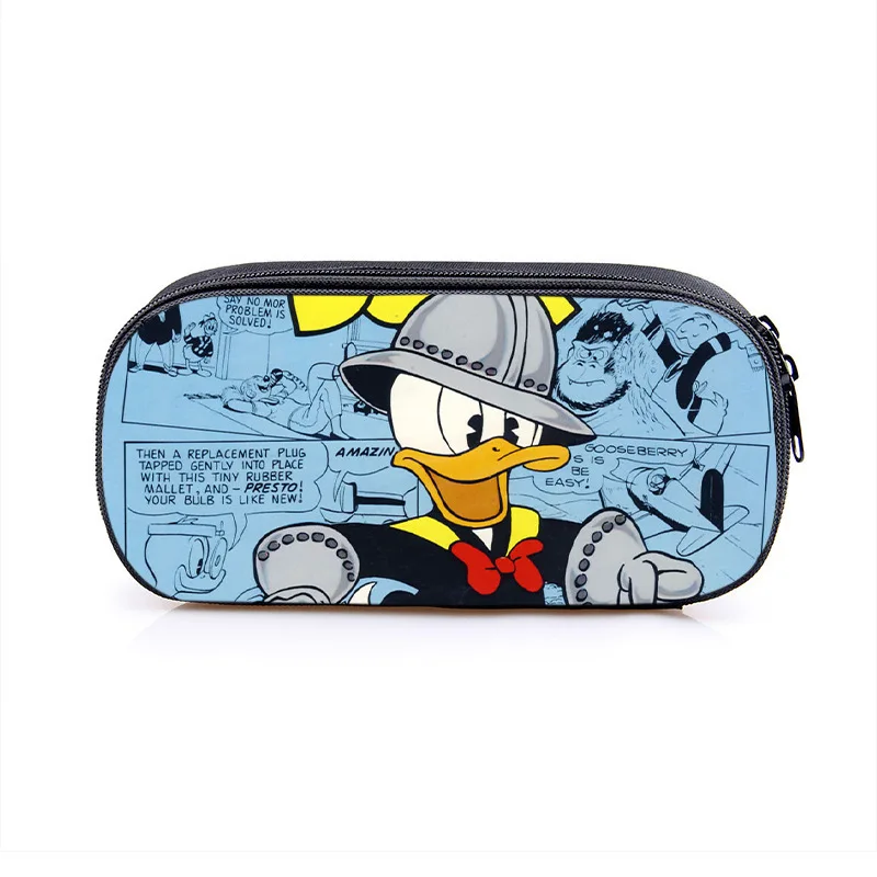 Disney Donald Duck Cartoon Pencil Case for Student Double Layers Portable Zipper Pencil Storage Bag Children School Pen Bag Gift