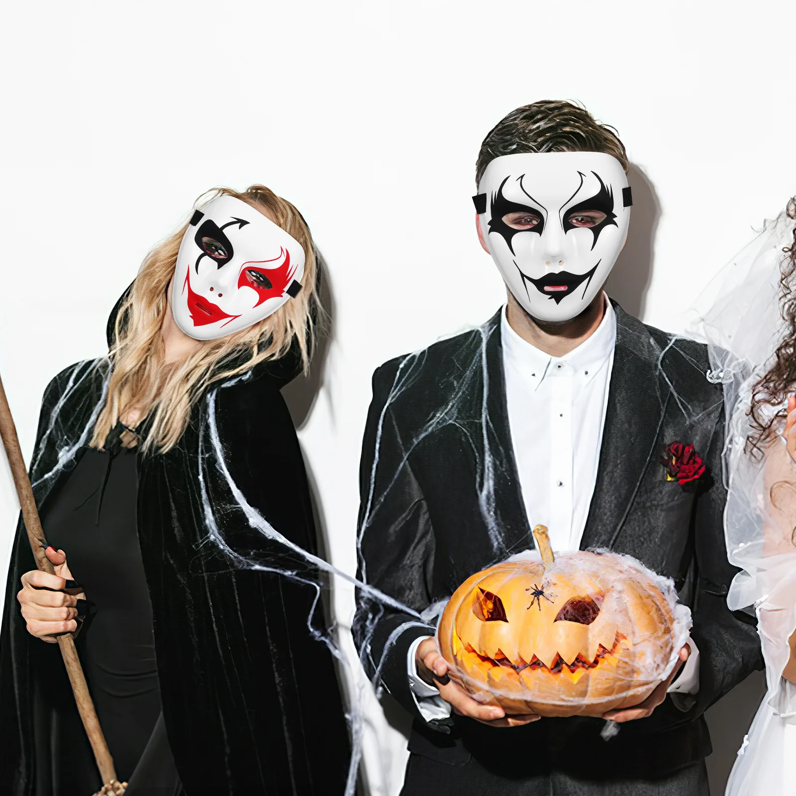 

3Pcs Halloween Masks Scary PVC Elastic Band Durable for Street Dance Festival Party Photo Prop Horror Decoration