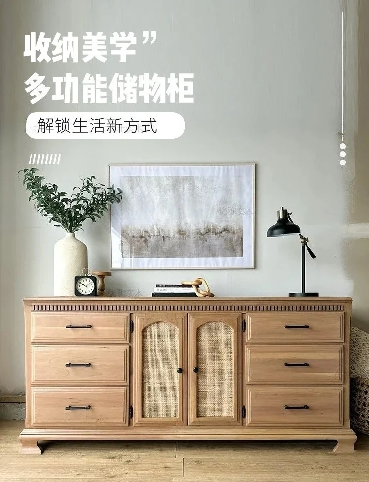 Французский ретро обеденный боковой шкаф из цельного дерева, прикроватный шкаф для спальни, гостиная, ящик для хранения, крыльцо, декоративная кабина