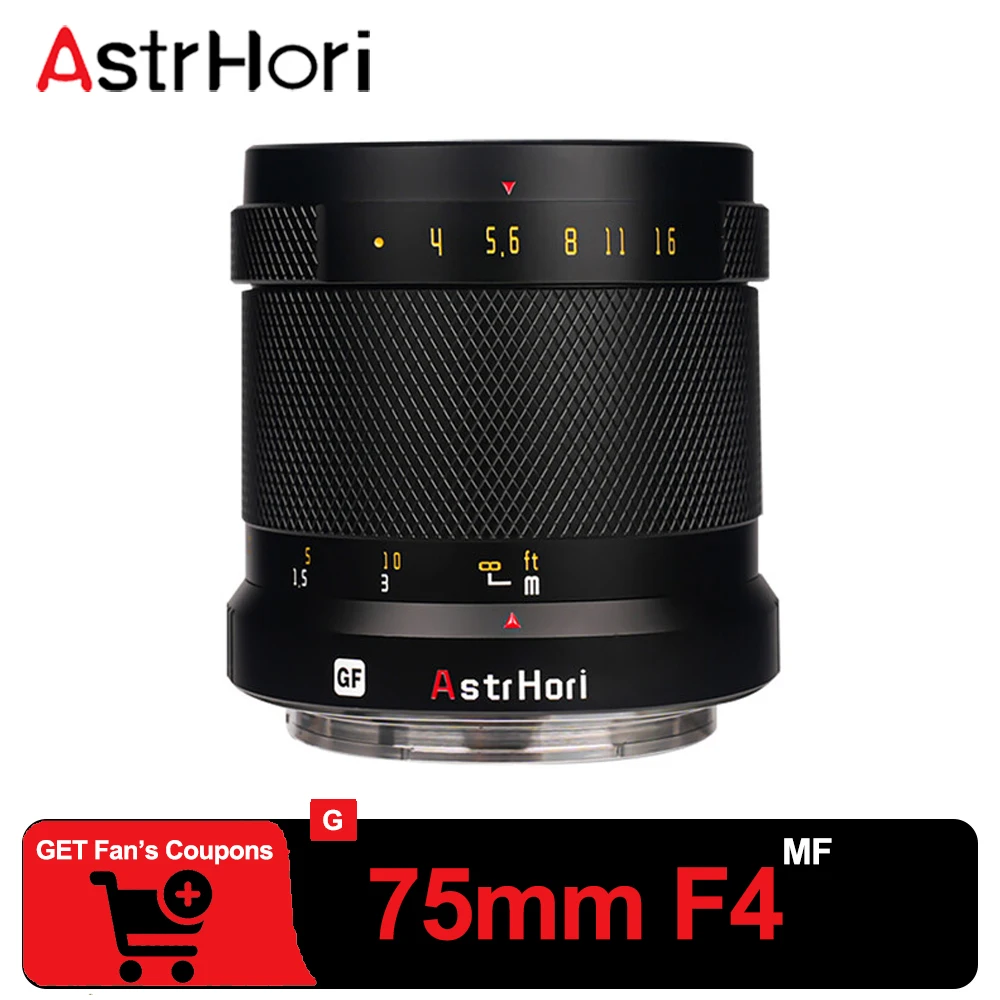 

AstrHori 75mm F4 Telephoto Lens Manual Focus Fixed Focus Camera Lens for Portrait Photography Fujifilm GFX Mount GFX100 GFX100S