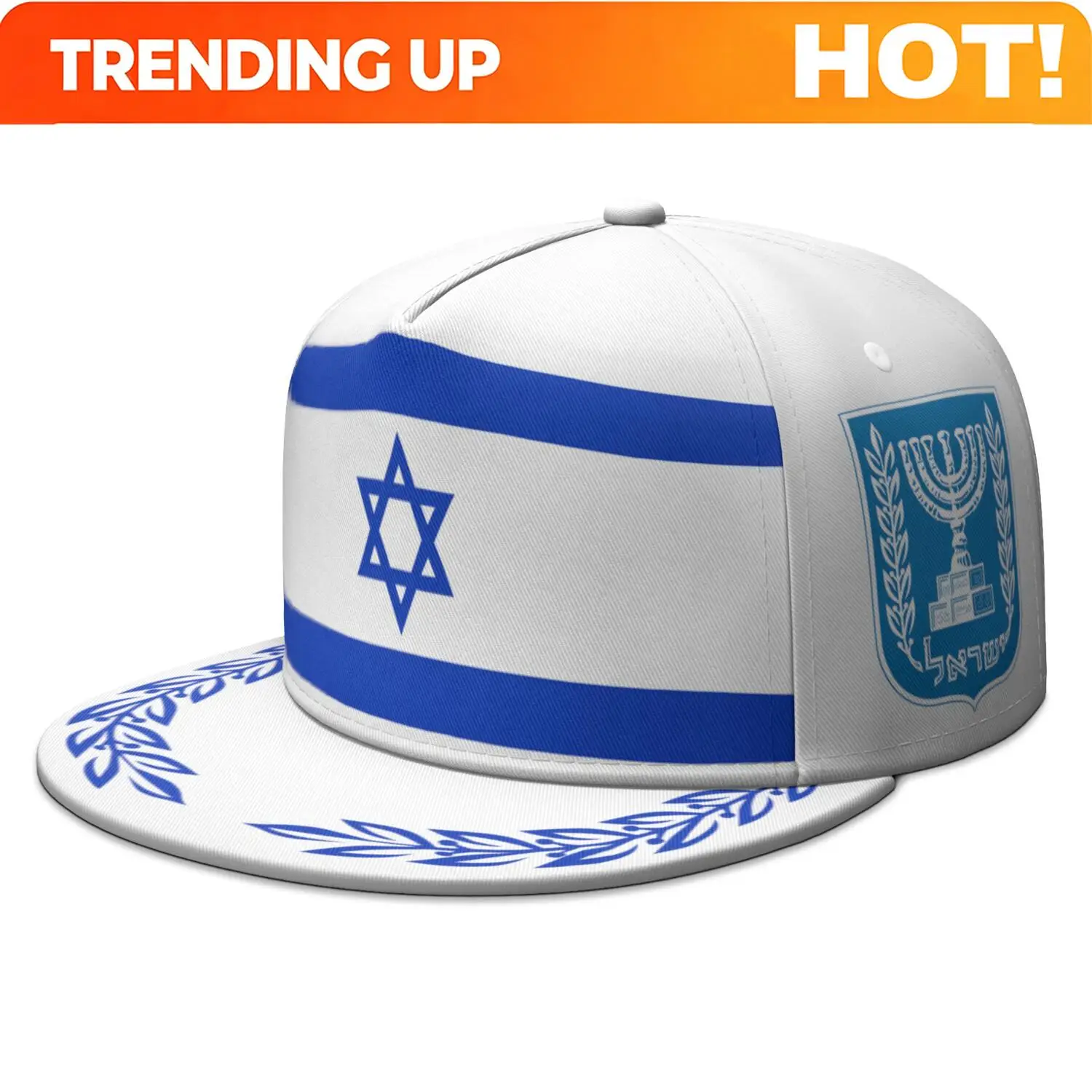 Israel Free Custom Made Name Logo Flat Brimmed Cap Nation Flag Il Judaism Arabic Country Hebrew Arab Print Photo Hip-hop Hat