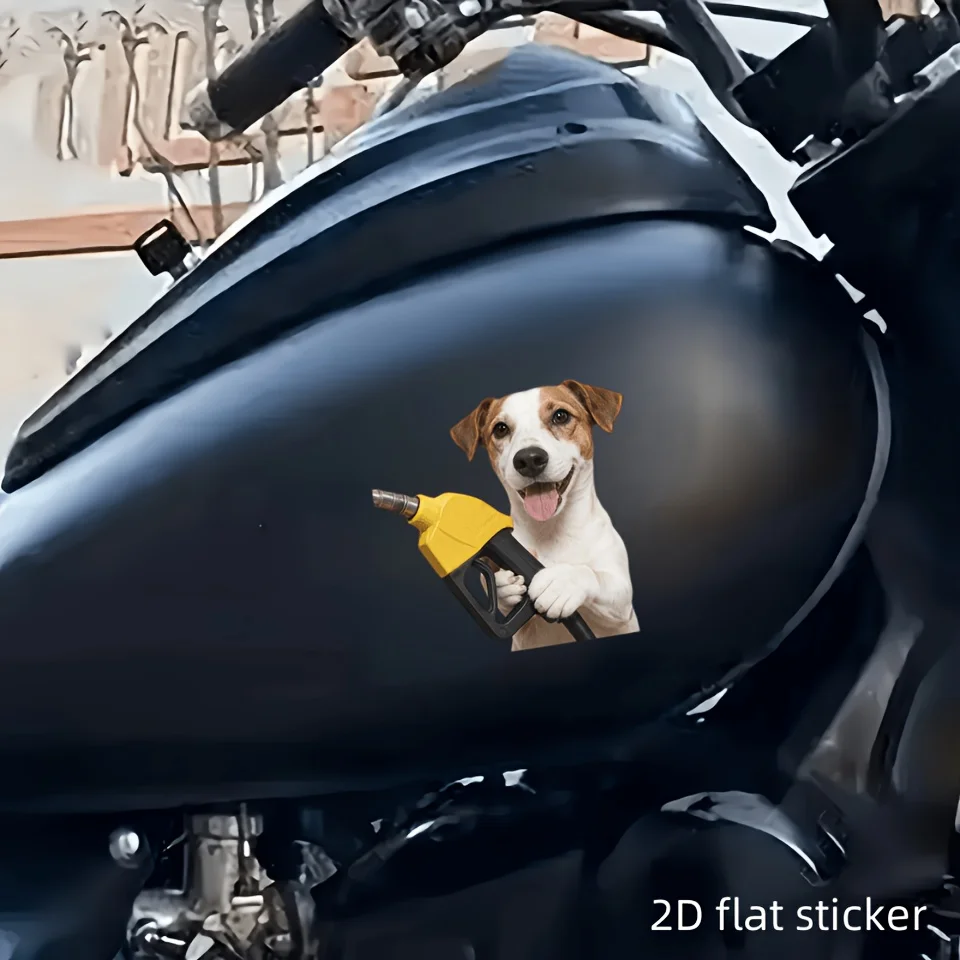 Jack Russell Dog Fuel Gun Sticker 1PC Cute Puppy Vinyl Decal Car Fuel Tank Cap Truck Laptop Window Decor