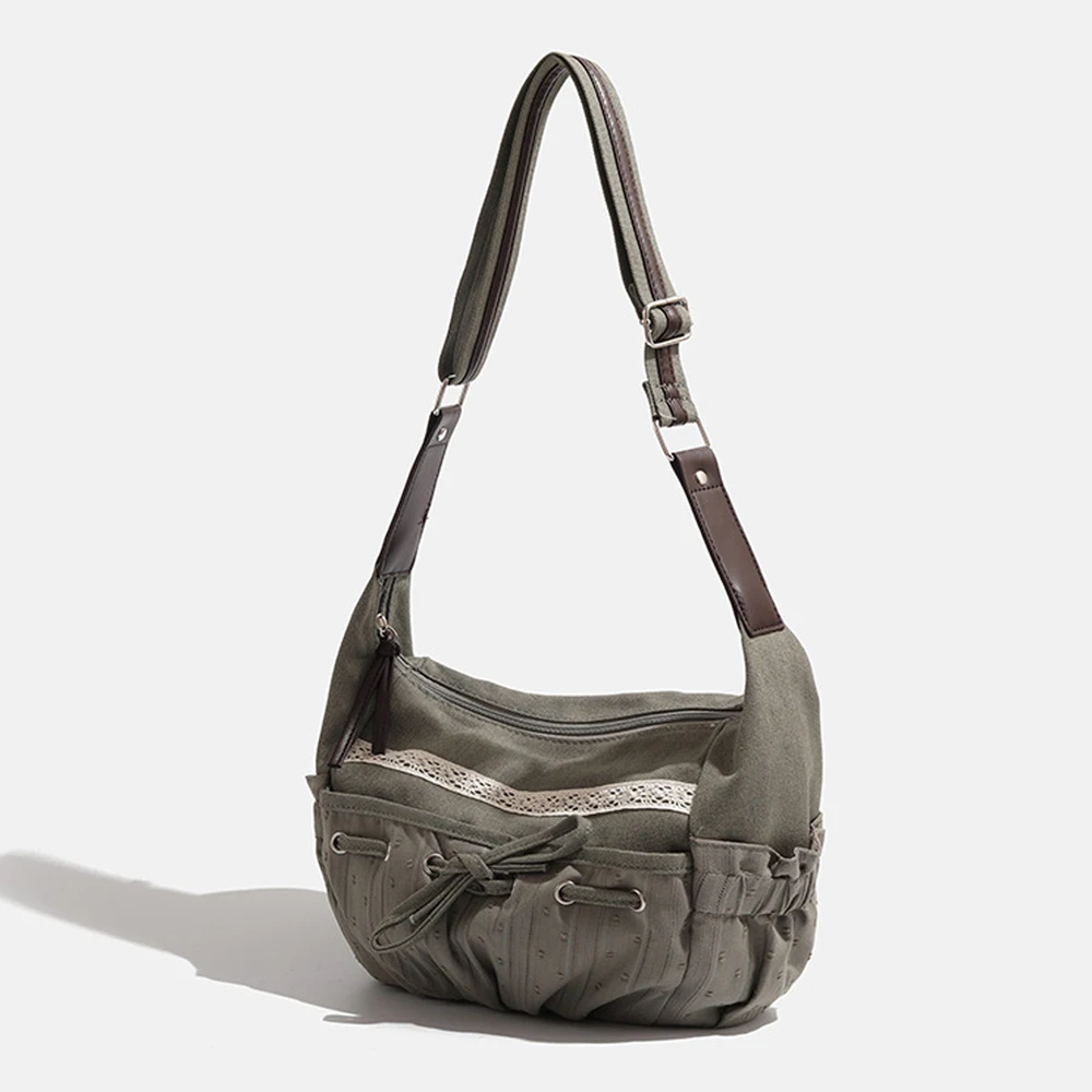 Annmouler 2024 nowa projektantka damska torba na ramię na co dzień Y2K estetyczna moda uliczna torebka ze sznurkiem Vintage torba Crossbody torba dżinsowa