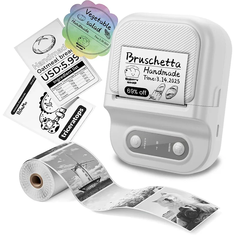 20-57mm Label Barcode Price Tag Logo Maker Thermal Print Mini Printer Portable Wireless Sticker Printer Receipt Printing