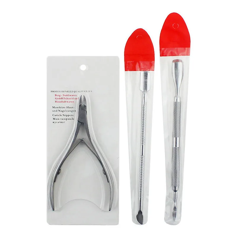 Juego de Herramientas para manicura artística, cutículas de acero inoxidable, 3 piezas, removedor de cutículas, 1 set