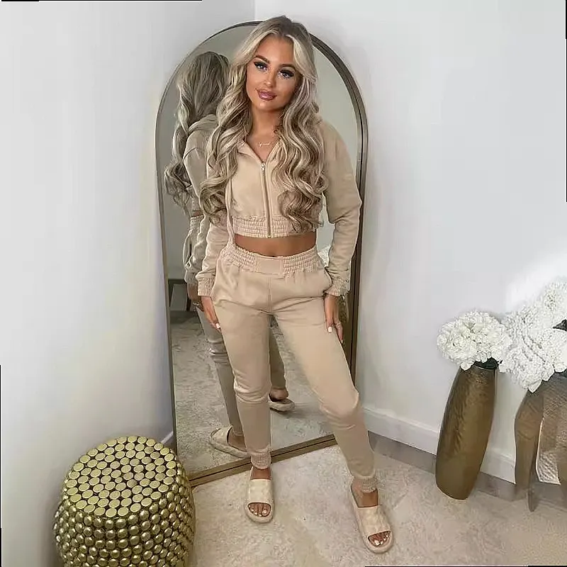 Women's Hoodie Sets Fleece Jumpsuit Casual Tracksuit Hooded Sweatshirt Pants Matching Set