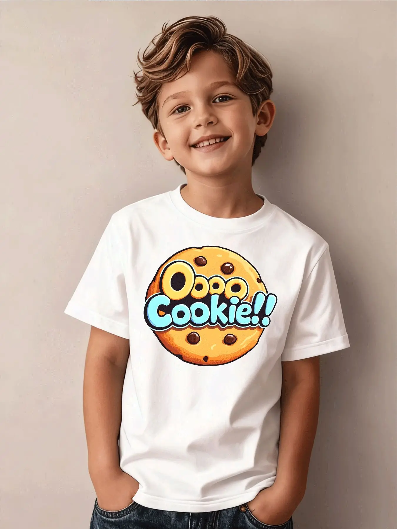 Leisure Trend Cookies Chocolate Cookies Printed Children's Clothing Personalized Parent-child Clothing Daily Street Wear