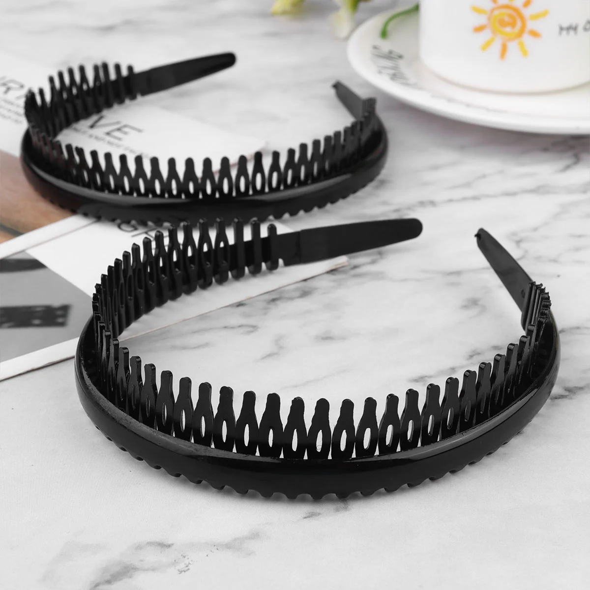 

10pcs Teeth Comb Headbands Hair Hairband Non-slip Hard Headband Hair Accessories for Girls Women Lady Female (Black)