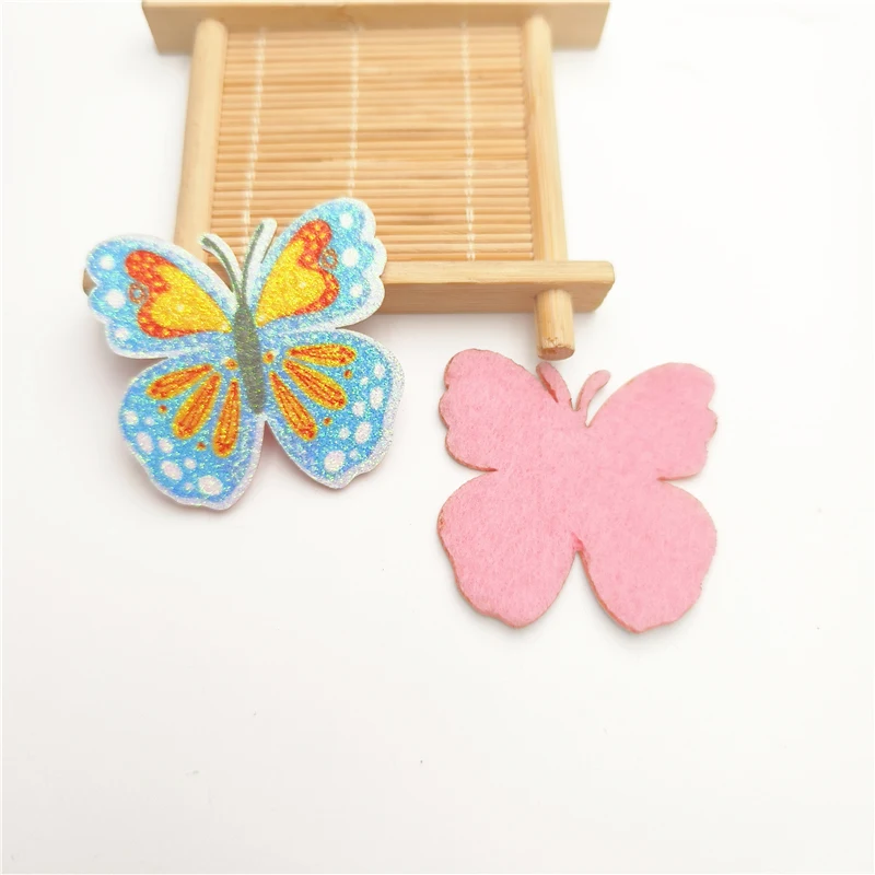 Apliques de mariposa con purpurina para el pelo, accesorios de adorno de decoración hechos a mano, pinzas para el pelo, sombreros y manualidades, 20 unidades