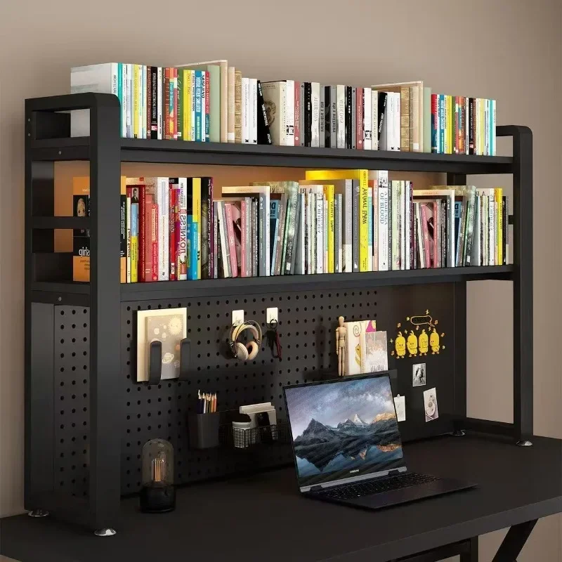 Hole Board Shelf Wrought Iron Multi-functional Desktop Layered Storage Display Shelf Desk Desktop Multi-layer Bookshelf