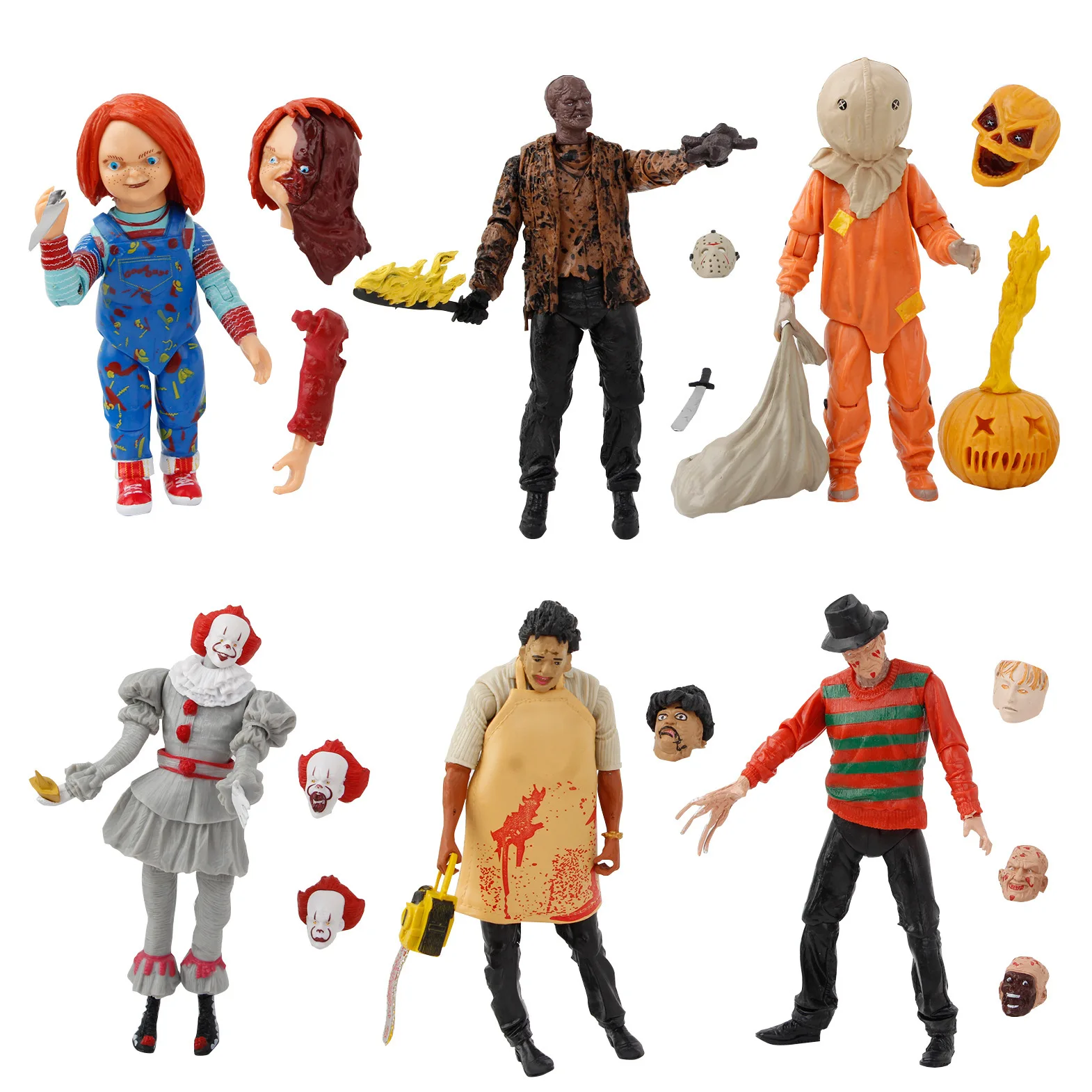 

Horror Movie Characters Chucky Freddy Jason Trick 'R Treat Sam Scary Saw Articulated Joints Moveable Action Figures Toys Gift