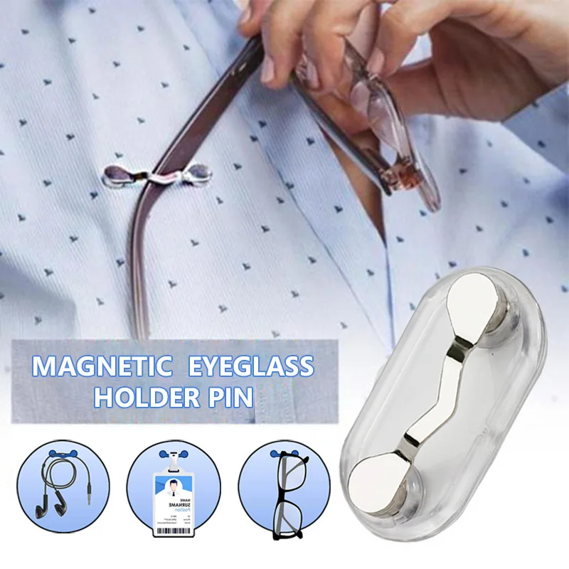Magnetic Eyeglass Holder Clip Badge Holder Fits All Frames Reading Sunglasses Strong Magnetic No Fabric Damage for Pocket Unisex