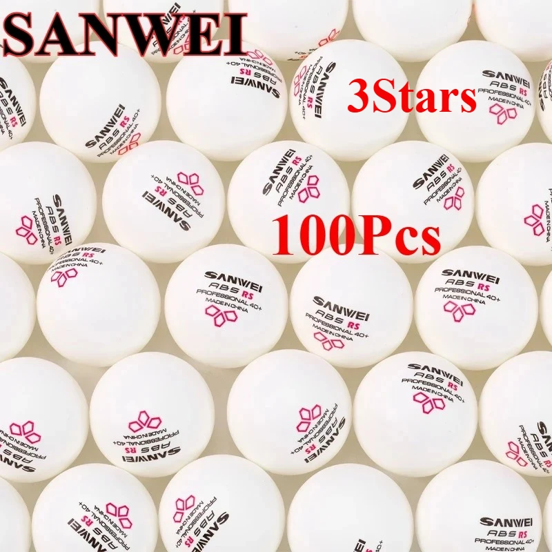 New SANWEI 3StarsTable Tennis Balls With Seam 100Pcs New ABS Plastic Material 40+ Professional Ping Pong Ball for Club Training