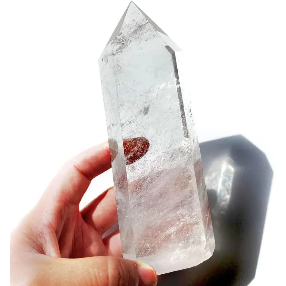 Enhanced Natural Clear Quartz Point Lemurian Seed Crystal Healing Obelisk for Home Decor