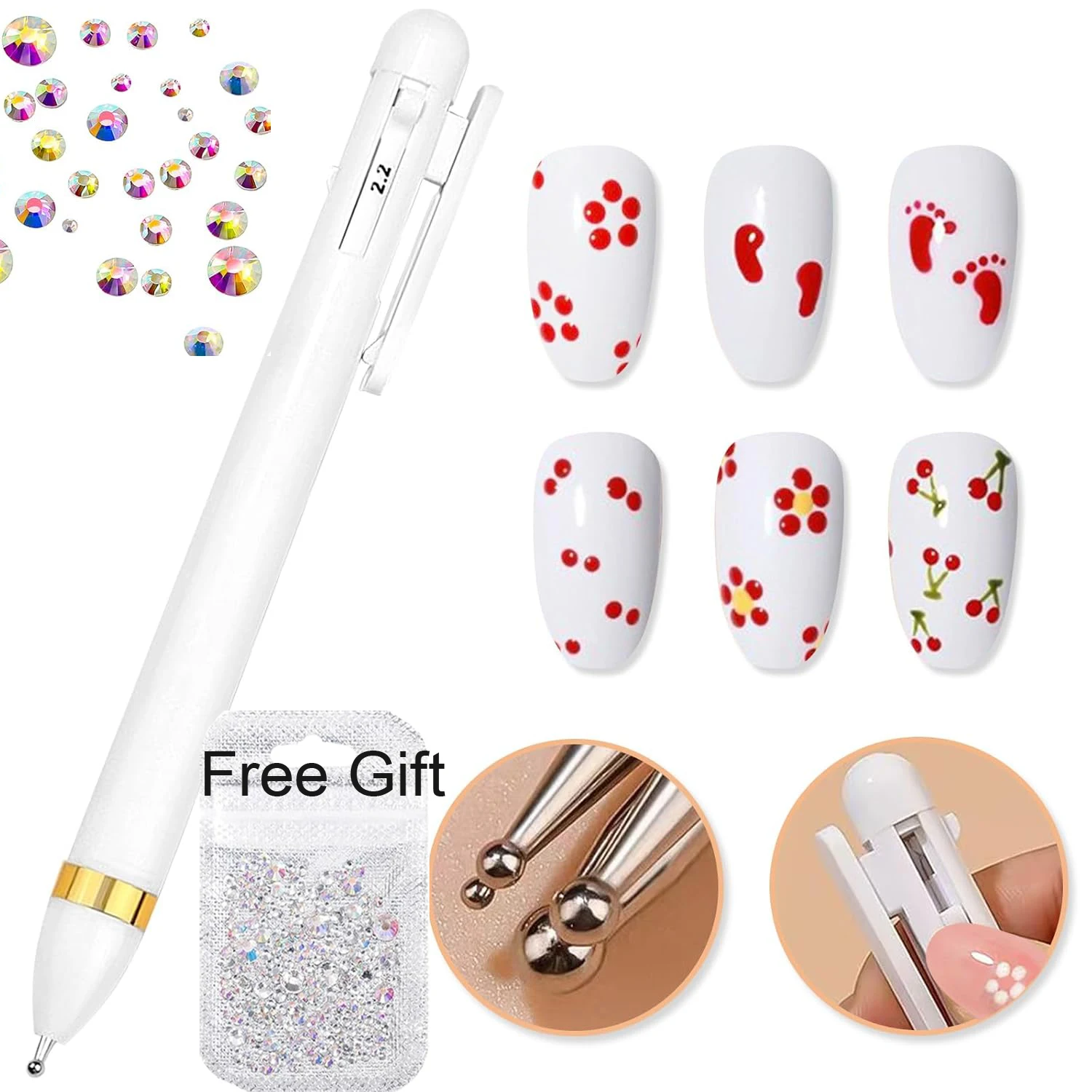 

﻿New 3D 4in1 Press-type Nail Dotting Pen DIY Various Flower Polka Dot Design Paint Drawing Pens For Beginner Nail Practice Tools