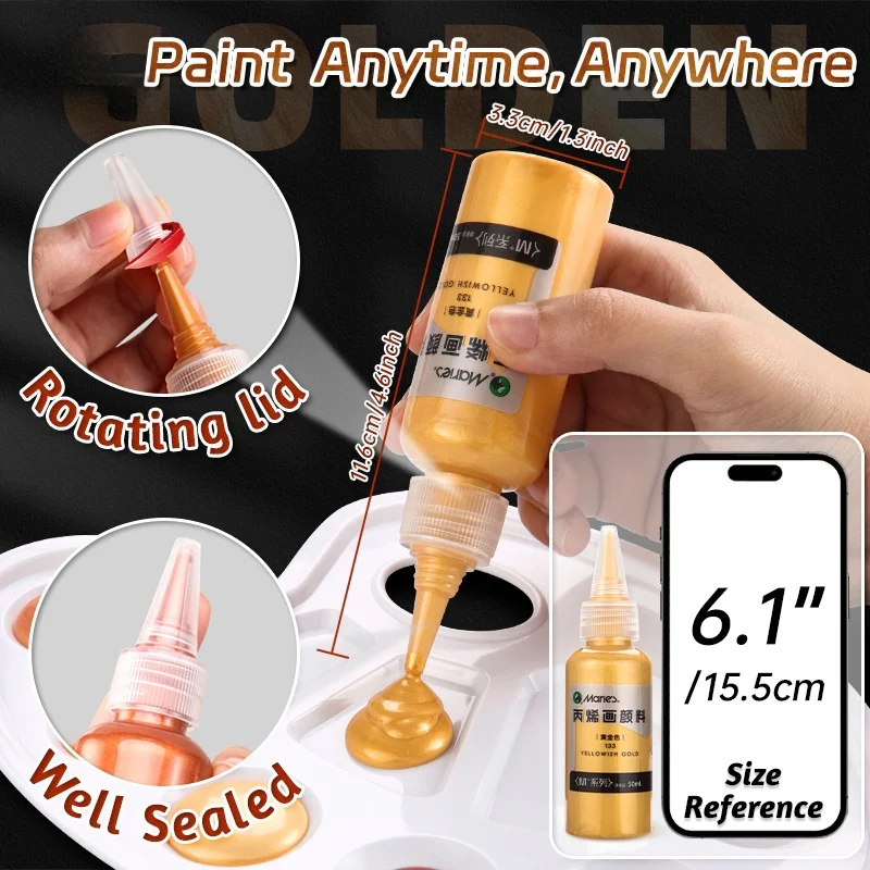 50 ml Marie-Acrylfarbe, verschiedene Farben, wasserfest, Pigmente zum Basteln, Felsen, Holz, professionelle Pigmente für Erwachsene, Künstler – Detail 5