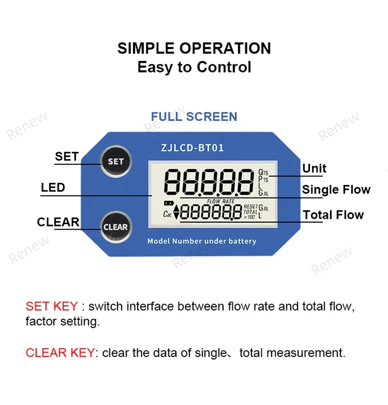 Imagem -05 - Eletrônico Lcd Turbina Flow Meter Display Digital Flowmeter Tubo de Pvc Água Líquida para Fazenda e Jardim Irrigação Zjlcd-bt01 Dn2580