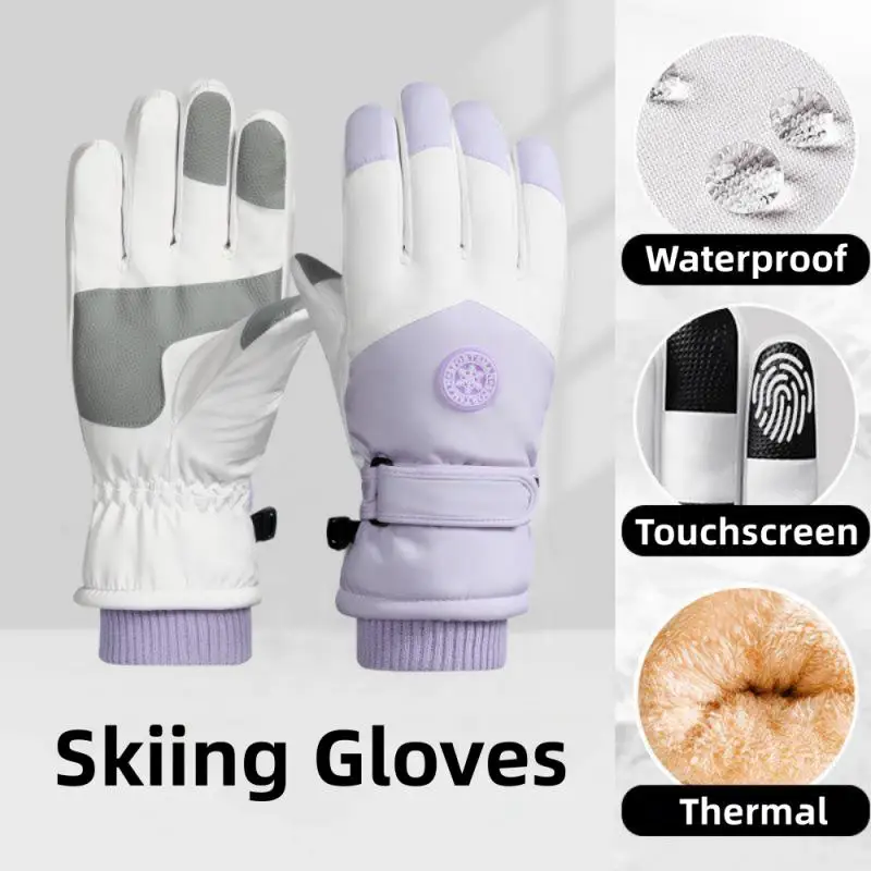 Winter Skiing Gloves Women Men Hiking Cycling Fleece Waterproof Thickened Motorcycle Touch Screen Warm Windproof Guantes 방한장갑