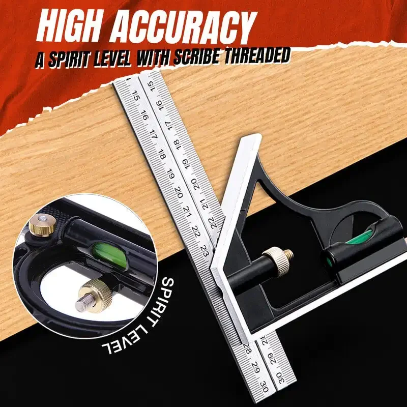 

Multi-Combination Square Angle Protractor Set, Adjustable Ruler, Woodwork Measuring Tools, 30cm, 180 °, 3 in 1