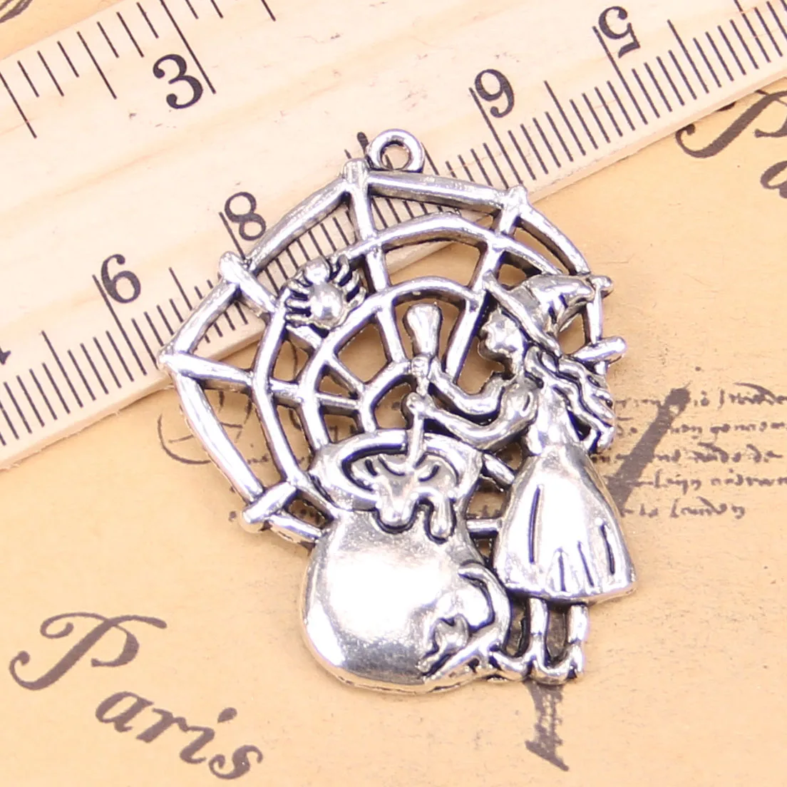 15pcs Charms witch refining drugs spider 38x30mm Antique Silver Plated Pendants Making DIY Handmade Tibetan Silver Jewelry