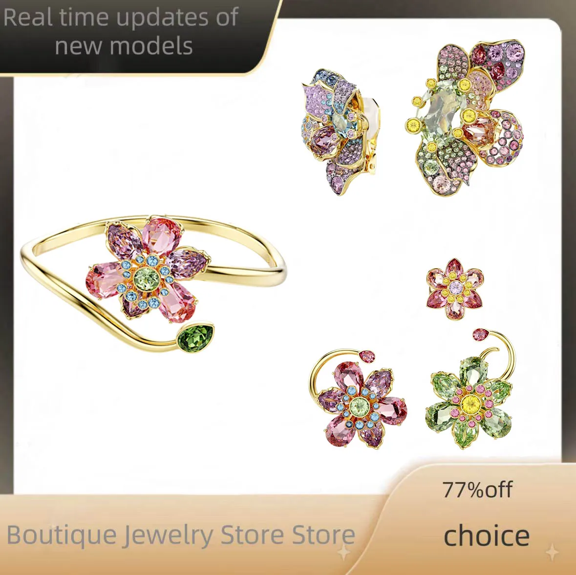 

Новый роскошный браслет для ногтей из циркона 2025 года со смешанной огранкой и инкрустацией цветами, незаменимый для повседневной одежды и банкетов