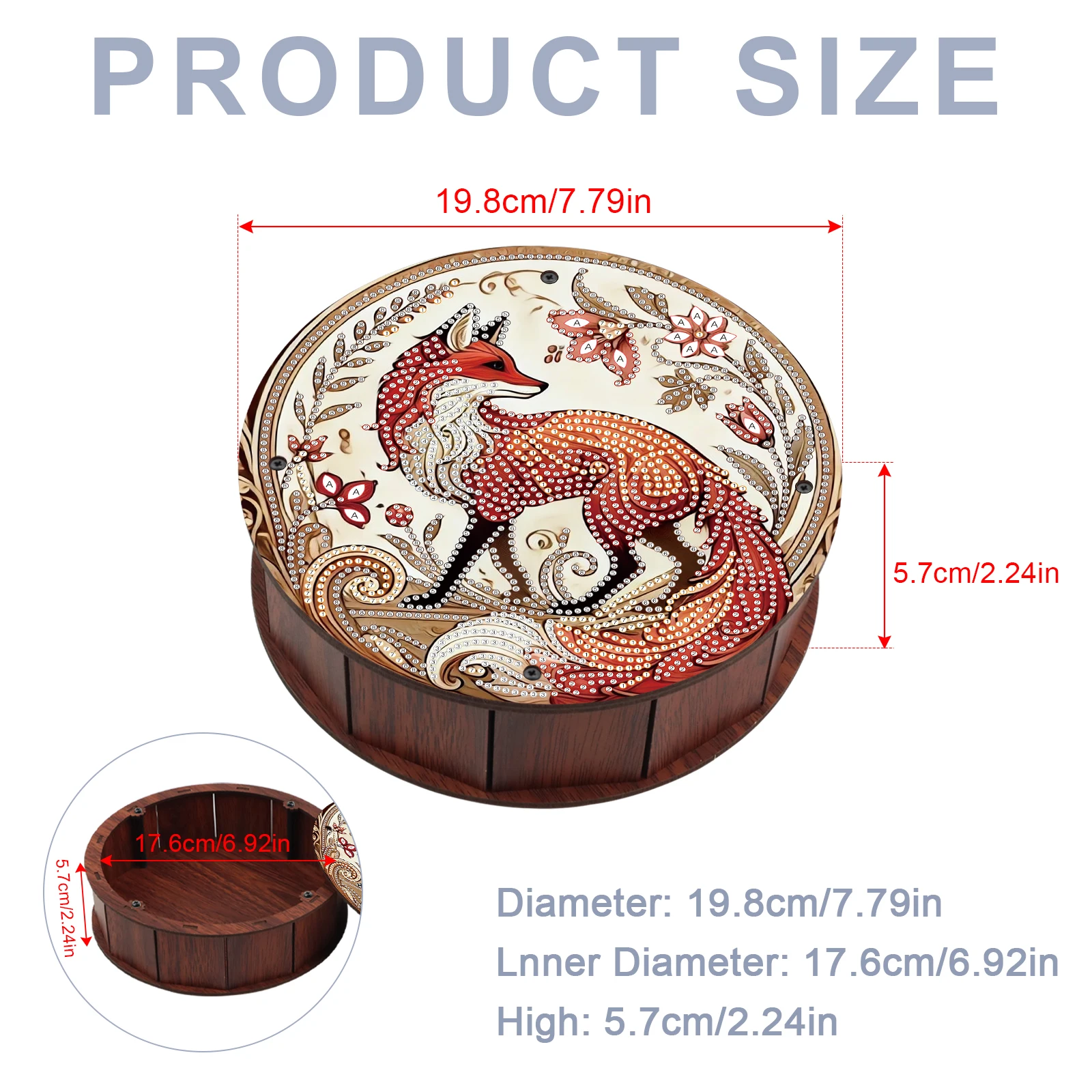 Diamond Painting Snack Box Kits,Cute Red Fox DIY Diamond Art Special Shape Diamond Rotundity Storage Box for Handmade Decor Gift view 2