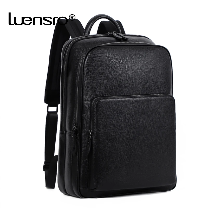 Business Men Backpack First Layer Cowhide Men's Bag Genuine leather Schoolbag Large Capacity 15.6 Inch Laptop Travel Backpack